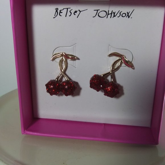 Betsey Johnson cherries new in box earrings - Picture 8 of 9